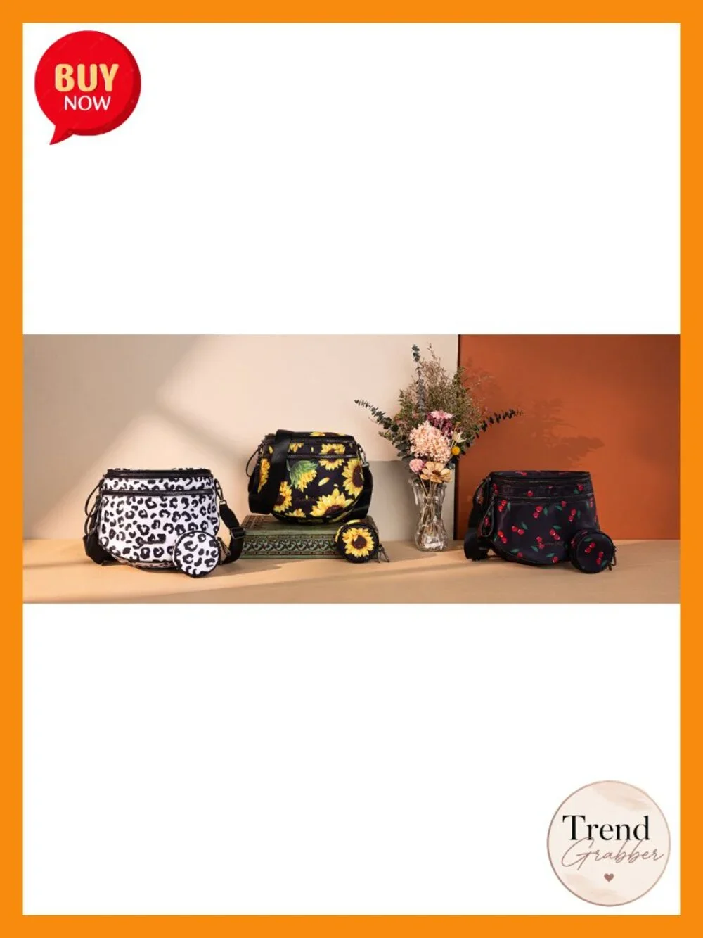 Nylon Crossbody Bum Bag with Detachable Coin Pouch, Roomy 3 Zip Pockets,